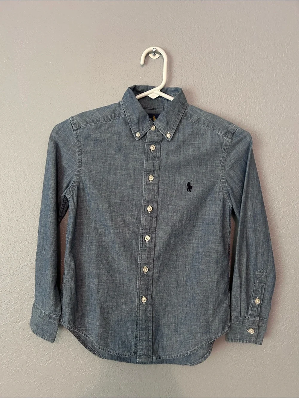 Ralph Lauren Boys Chambray Long Sleeve Button Down Shirt Size Small 8
